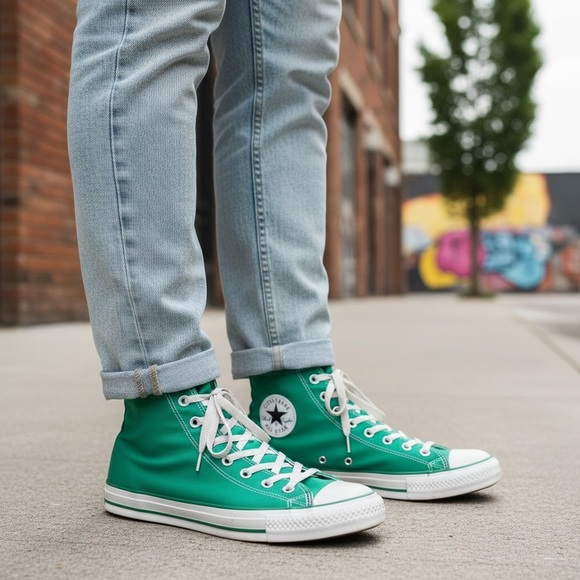 Converse Chuck Taylor All Star Green High Top Sneakers Men’s 10 / Women’s 12 - Picture 1 of 10